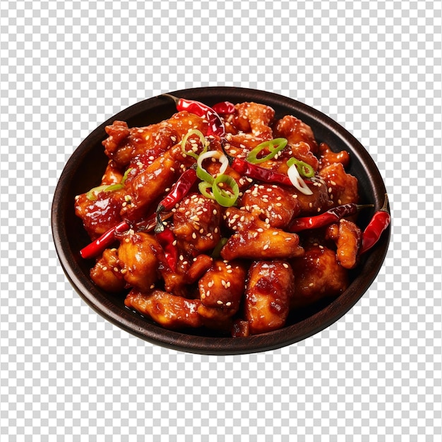 Tasty chilli chicken on transparent background