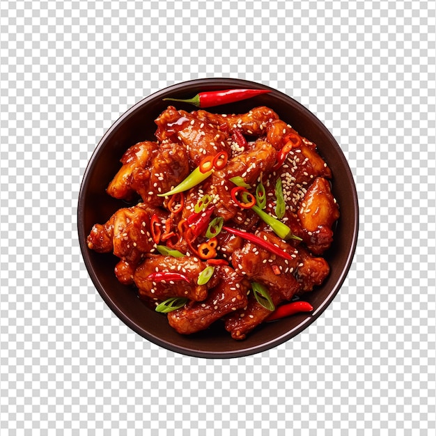 PSD tasty chilli chicken on transparent background