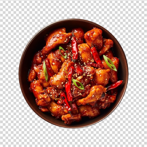 PSD tasty chilli chicken on transparent background