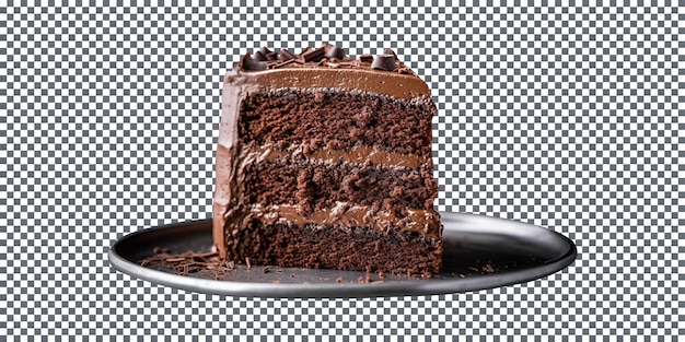 PSD tasty chocolate cake slice isolated on transparent background