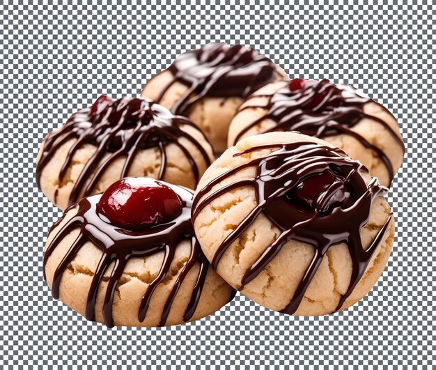 PSD tasty chocolate cherry filledcookies isolated on a transparent background