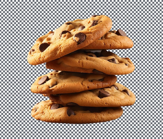 PSD tasty chocolate chip cookies isolated on transparent background