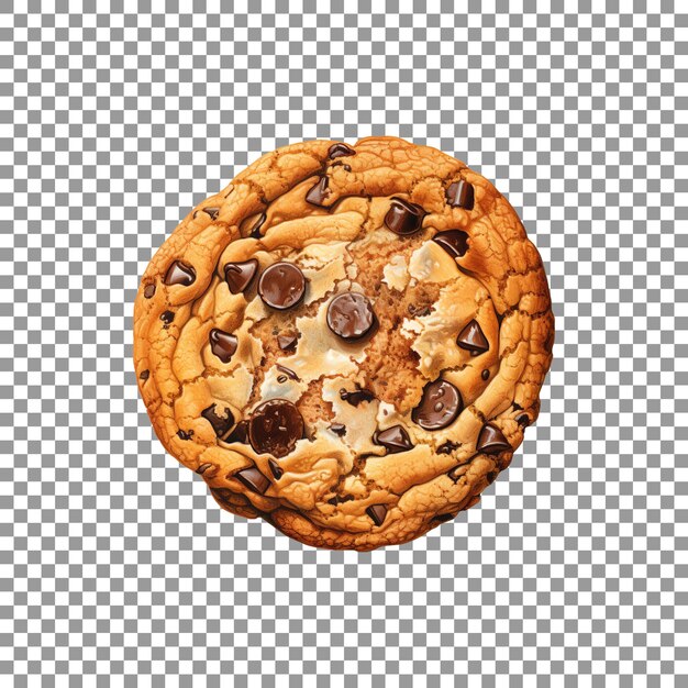 Tasty chocolate chip cookies isolated on transparent background