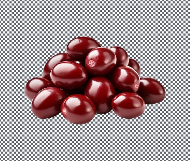PSD tasty chocolate covered cranberries isolated on transparent background
