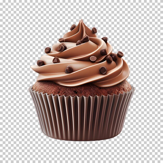 tasty chocolate cupcake isolated on transparent background