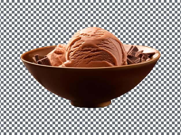 PSD ciotola di gelato al cioccolato gustoso isolato su sfondo trasparente