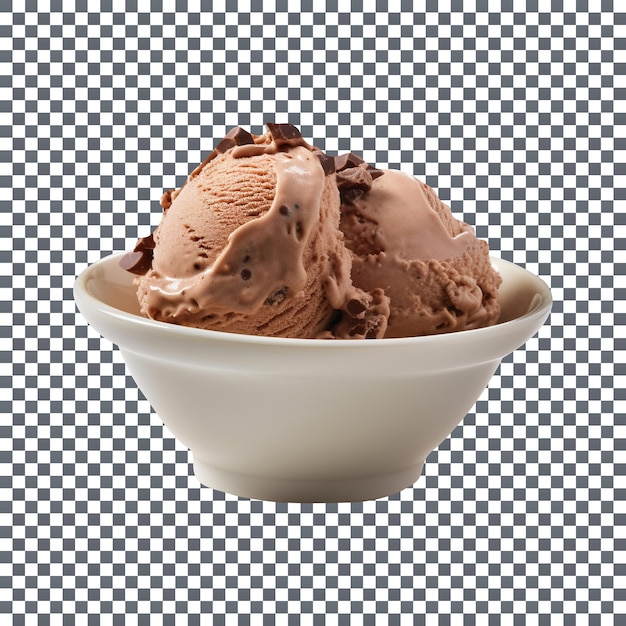 PSD tasty chocolate ice cream bowl isolated on transparent background