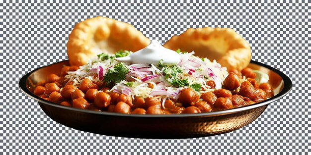 Gustoso chole bhature piatto indiano isolato su sfondo trasparente