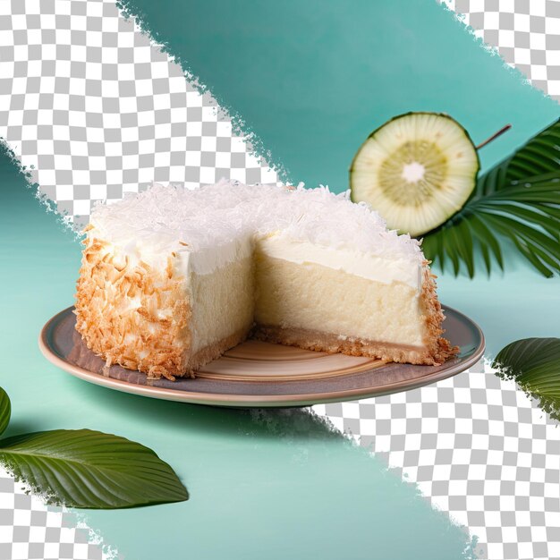 PSD tasty coconut cake slice on a transparent background