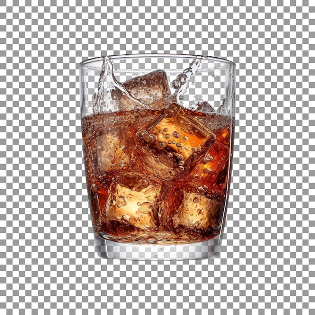 PSD tasty and cold cola drink glass isolated on transparent background