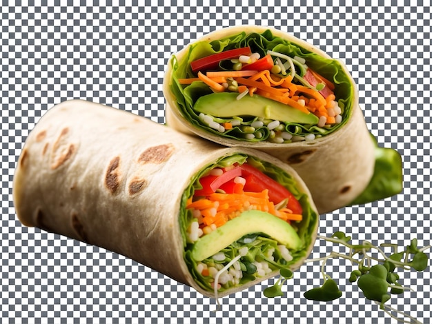 PSD tasty colorful veggie wrap isolated on transparent background