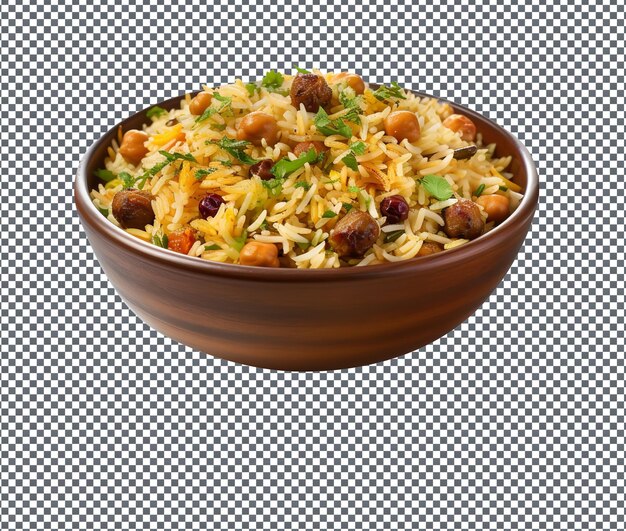 Delizioso riso chana pulao cotto isolato su uno sfondo trasparente