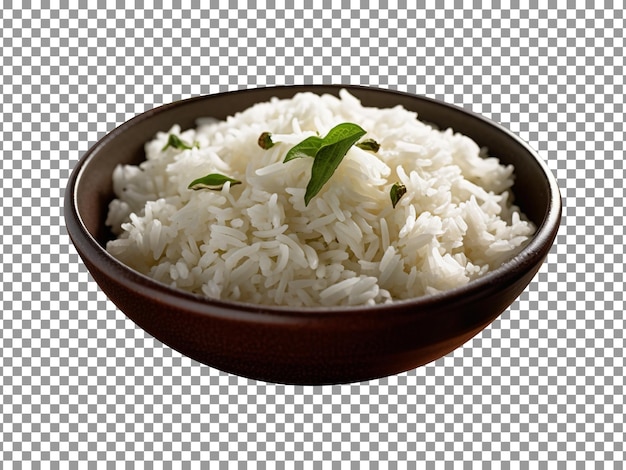 PSD tasty cooked white rice with peas isolated on transparent background