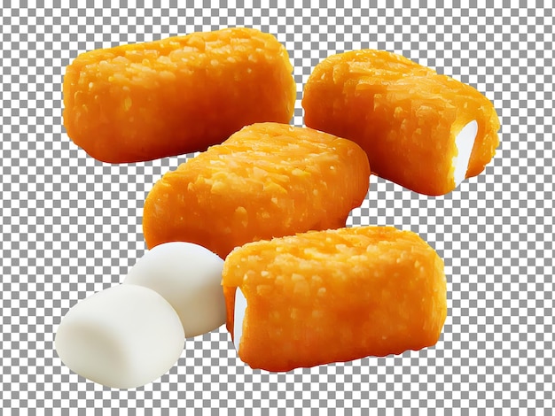 PSD tasty crispy cheese sticks stack isolated on transparent background