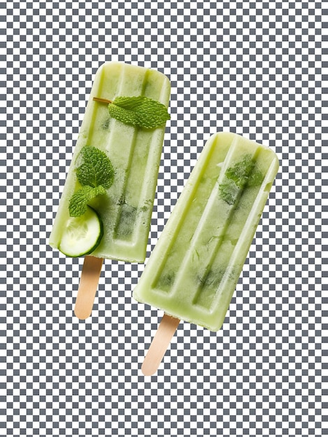 Tasty cucumber popsicle on transparent background