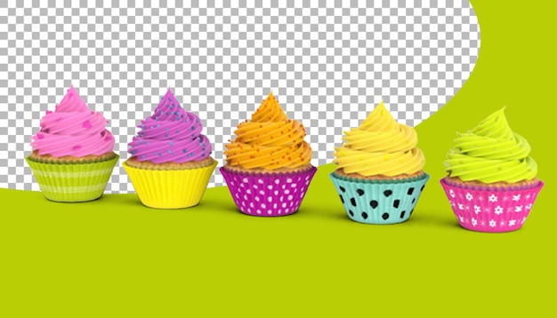 PSD tasty cup cakes with cream suitable for pastry concept