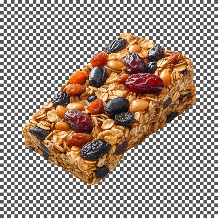 PSD tasty date granola bars isolated on transparent background