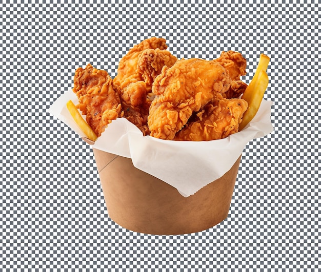 透明な背景に隔離されたバケツに置かれた美味しい揚げた ⁇ 翼