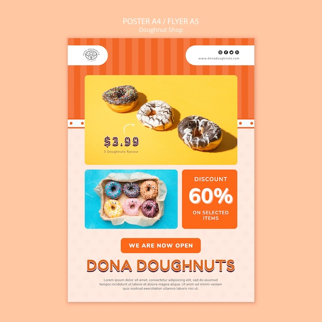 PSD tasty doughnut shop poster