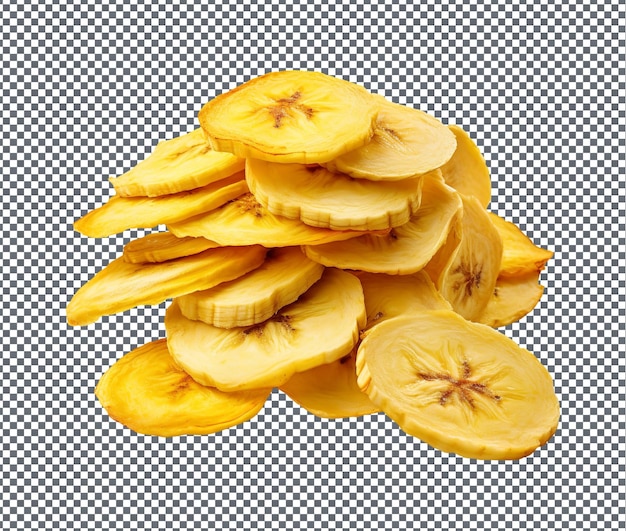 Tasty dried banana chips isolated on transparent background