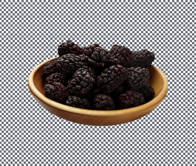 Tasty dried mulberries isolated on a transparent background