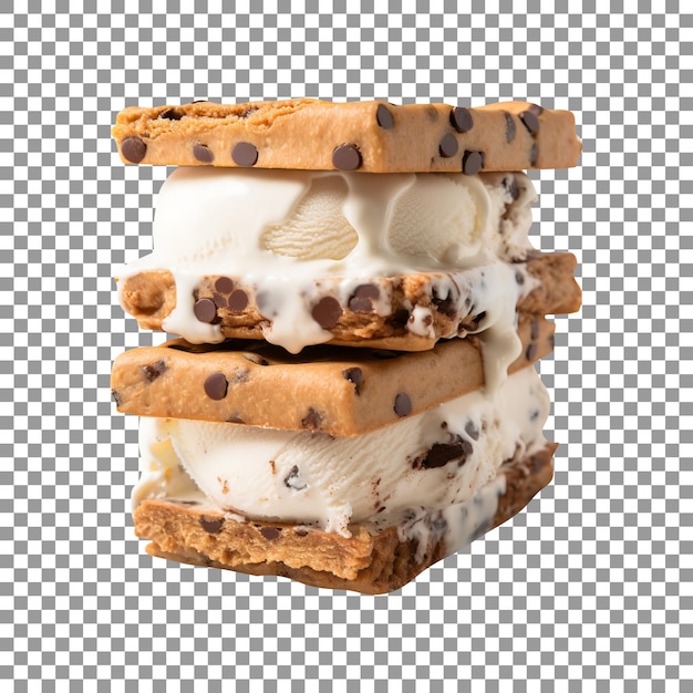 PSD tasty espresso chip ice cream sandwich isolated on transparent background