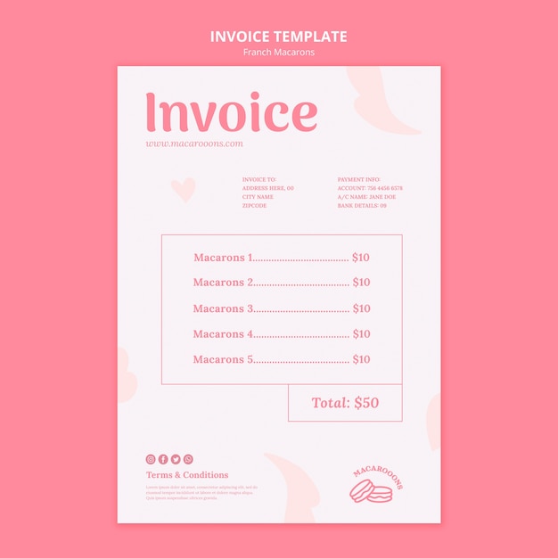 PSD tasty french macarons invoice