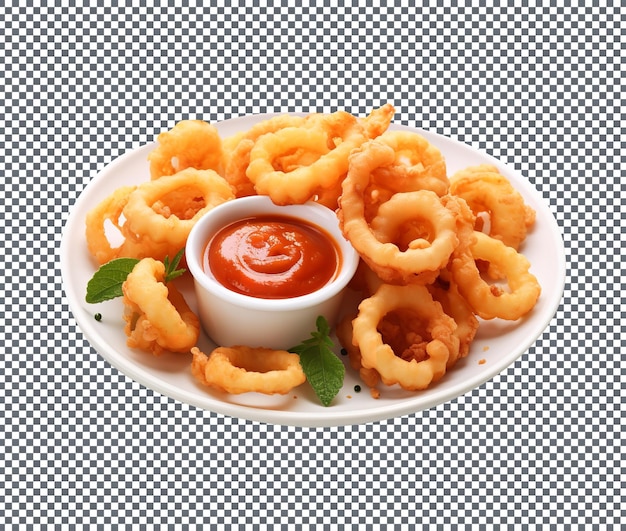 PSD deliziosi anelli di calamari fritti isolati su uno sfondo trasparente
