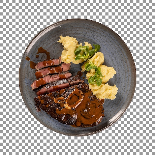 Tasty fried pork chop isolated on transparent background