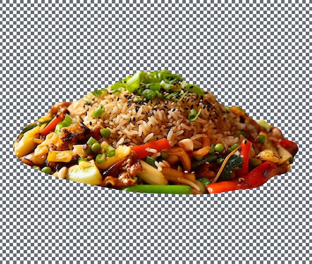 PSD tasty fried rice plate isolated on transparent background