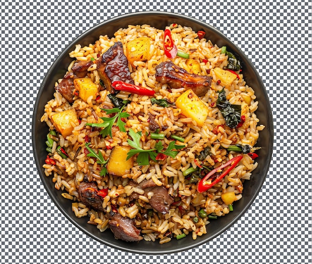 PSD tasty ghanaian fried rice isolated on transparent background