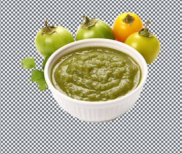 Tasty Green Tomato Chutney isolated on transparent background