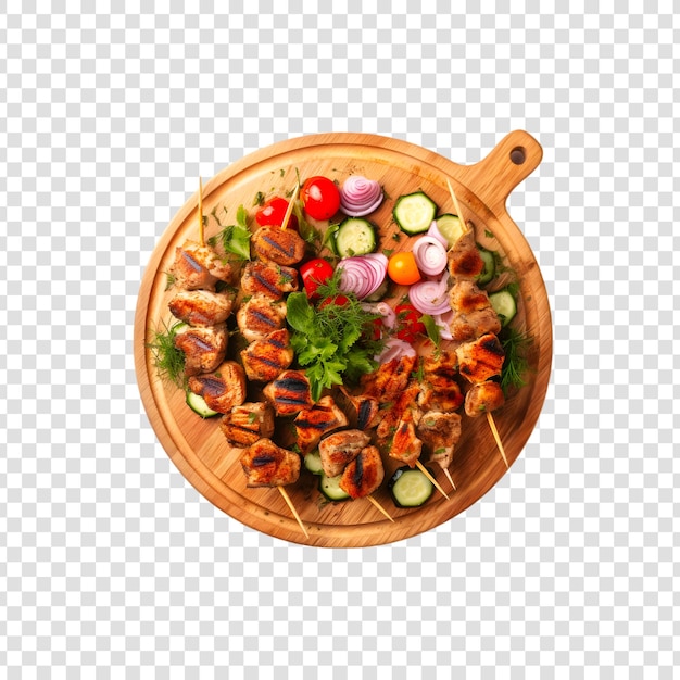 PSD tasty grilled meat skewers isolated on a transparent background