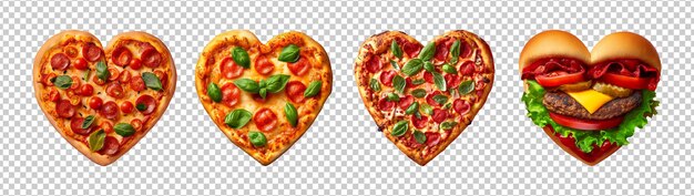 Tasty heartshaped pizza on transparent background