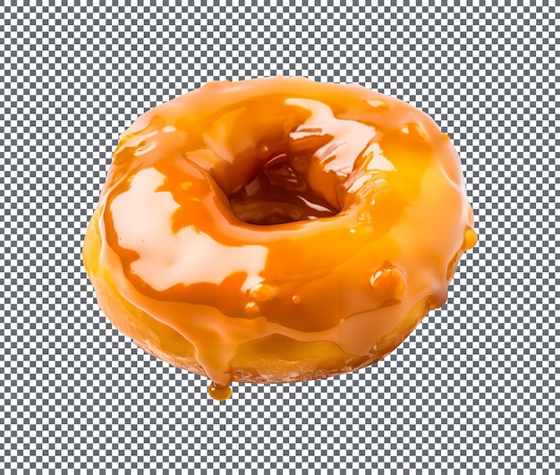 Tasty honey glazed donut isolated on transparent background