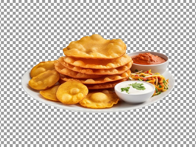 Tasty indian pani puri dish isolated on transparent background