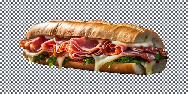 Tasty italian sandwich isolated on transparent background