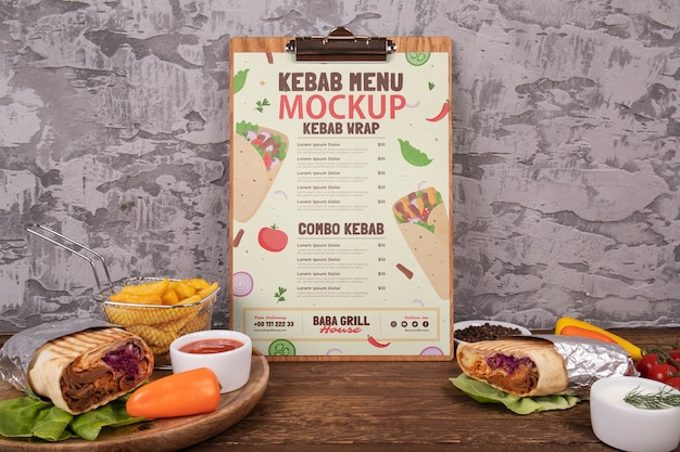 PSD gustoso assortimento di menu di kebab