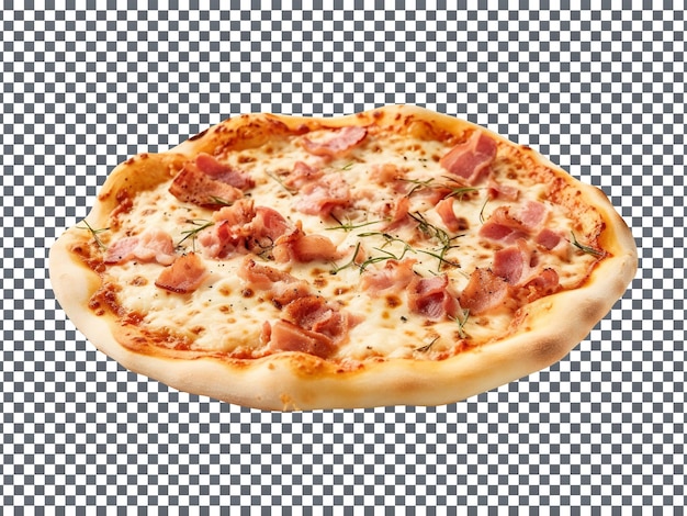 PSD tasty large carbonara pizza isolated on transparent background