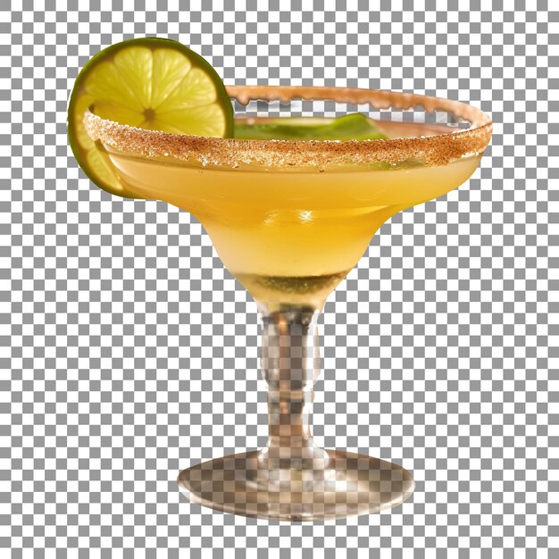 PSD tasty lemon lime cocktail glass isolated on transparent background