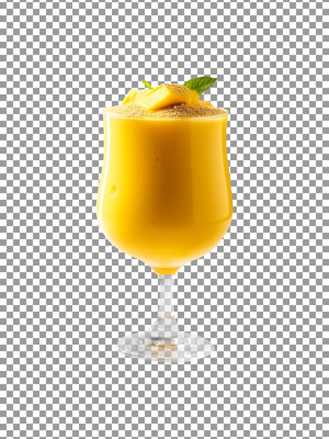 PSD tasty mango and coconut smoothie glass isolated on transparent background