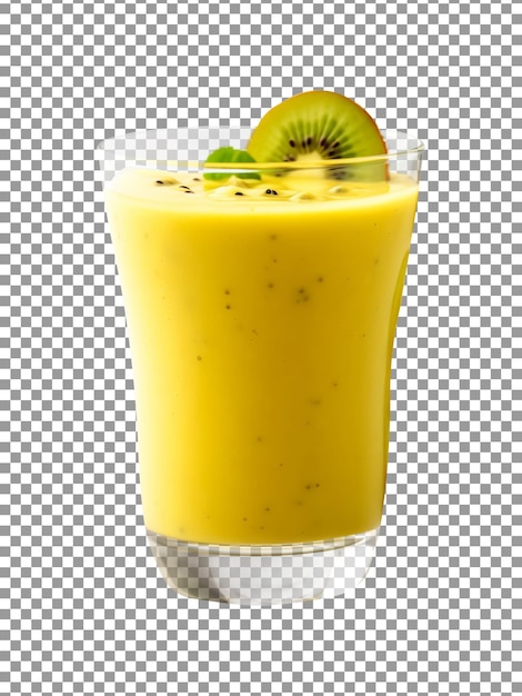 Tasty mango and kiwi smoothie glass isolated on transparent background