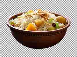 PSD tasty matar or green pea pulao bowl isolated on transparent background