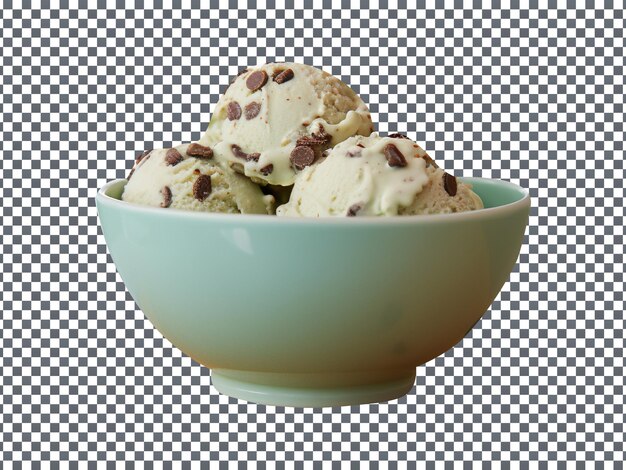 PSD tasty mint chip ice cream bowl isolated on transparent background