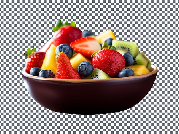 PSD tasty mix fruit and berries bowl isolated on transparent background