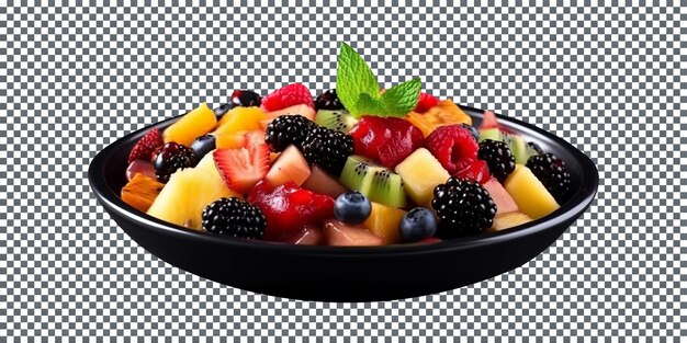 PSD tasty mix fruit salad plate on transparent background