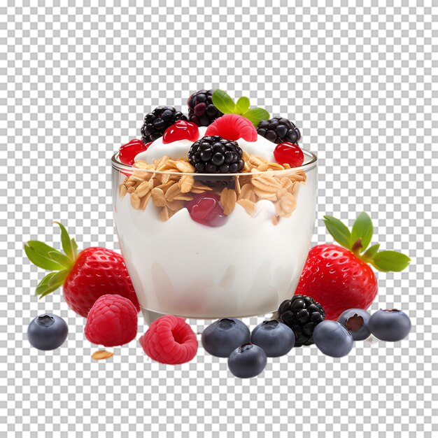 Tasty mix fruit yogurt bowl isolato su sfondo trasparente