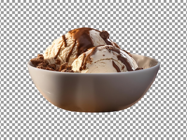 PSD tasty mocha ice cream bowl isolated on transparent background