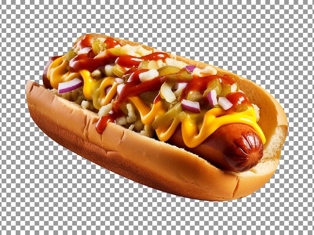 PSD tasty mouthwatering hotdog isolated on transparent background