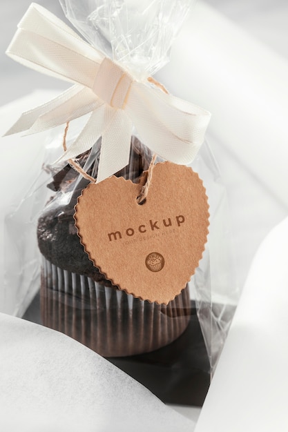 PSD tasty muffin in transparent packaging